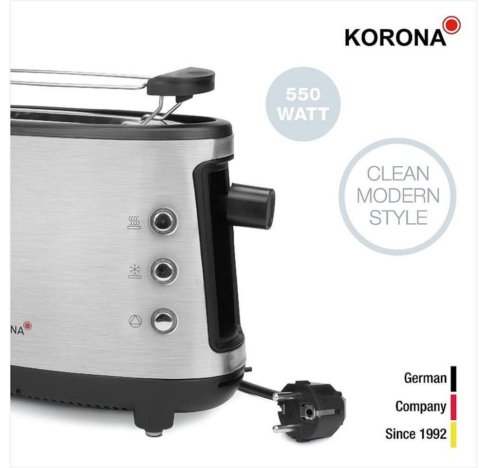 KORONA Toaster Single-Toaster 21304 Ein-Scheiben-Toaster 550 Watt, 1 langer Schlitz, für 1 Scheibe, 550 W – Bild 2 von 5