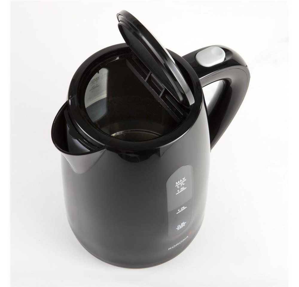 KORONA Wasserkocher Schwarz 1,7 Liter 2200W 360° Basisstation kabellos, 2200 W, Dampf-Stopp Automatik, Trockengehschutz, verdecktes Heizelement – Bild 4 von 5