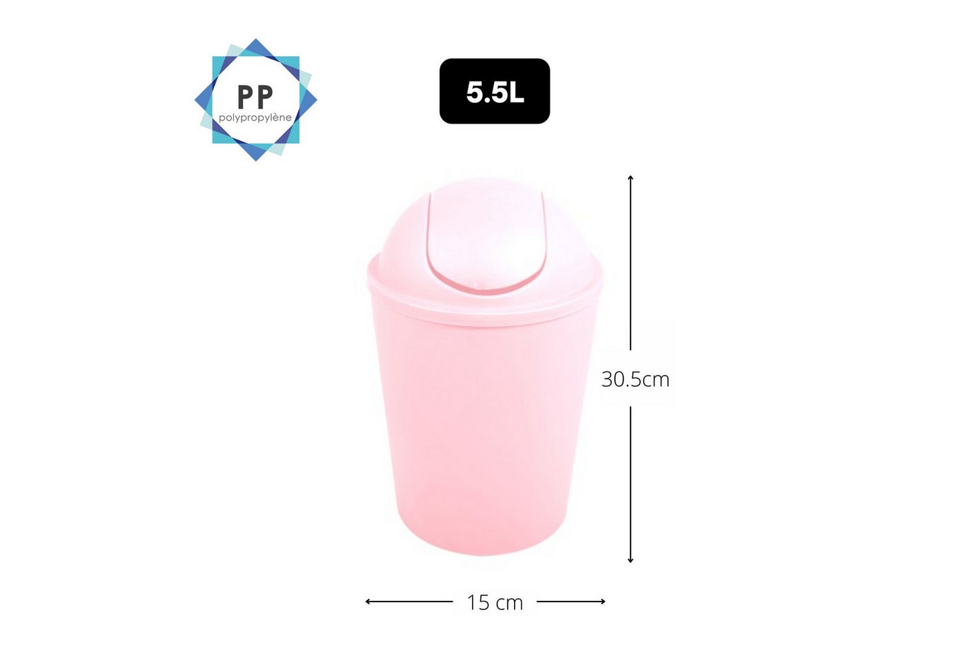 MSV Kosmetikeimer MSV Kosmetikeimer Abfalleimer Schwingdeckeleimer 5,5 Liter Kunststoff – Bild 3 von 3