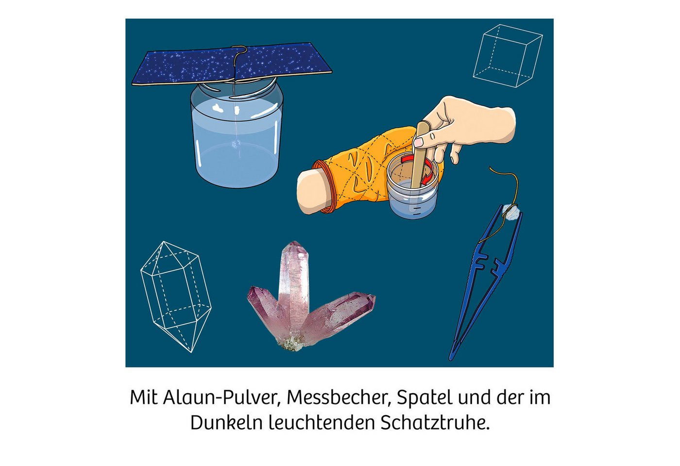 Kosmos Experimentierkasten Nachtleuchtender Kristall-Schatz, Made in Germany – Bild 5 von 5
