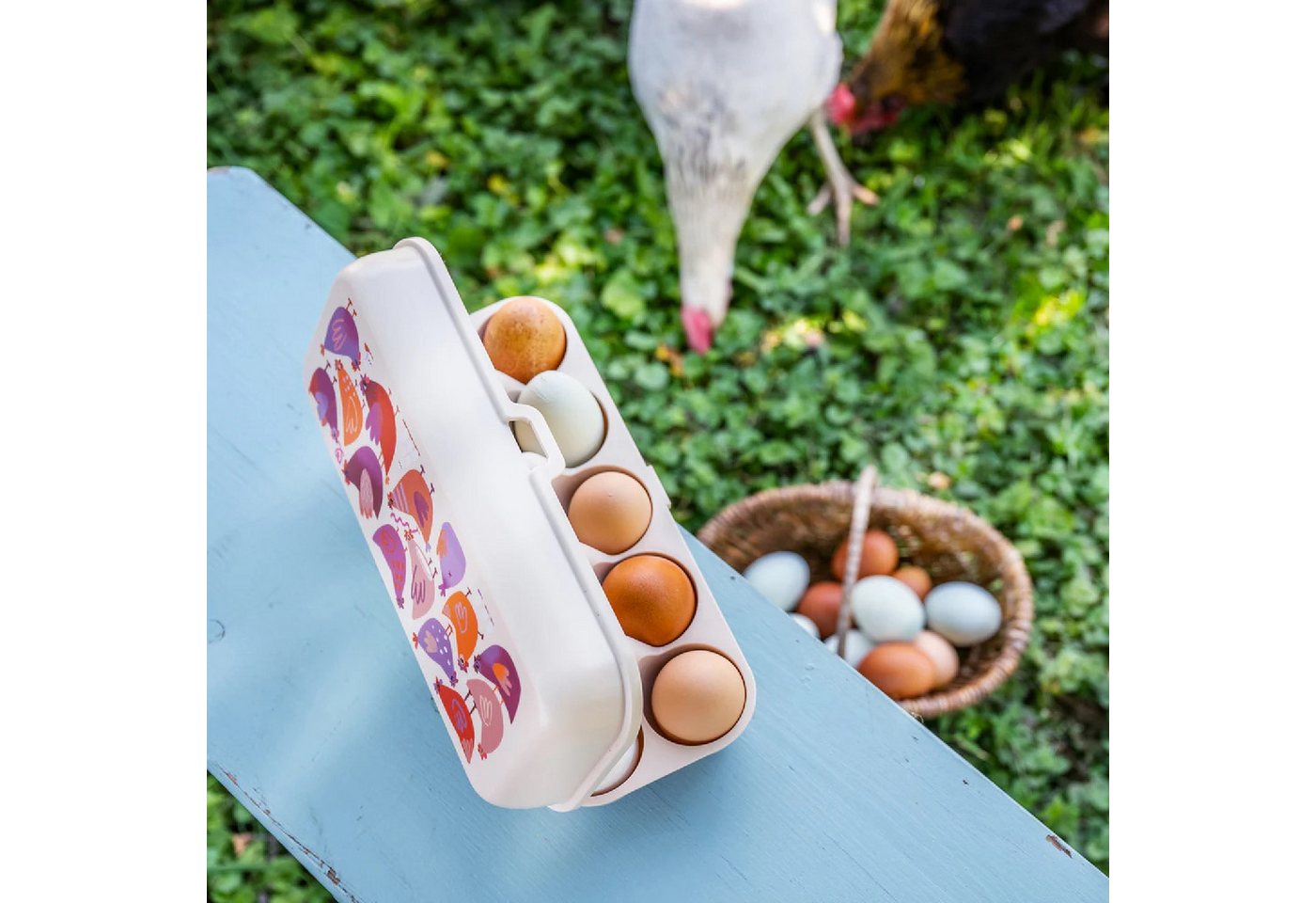 KOZIOL Eierkorb Eierbox Eggs To Go Bloomies camellia, Kunststoff – Bild 4 von 5