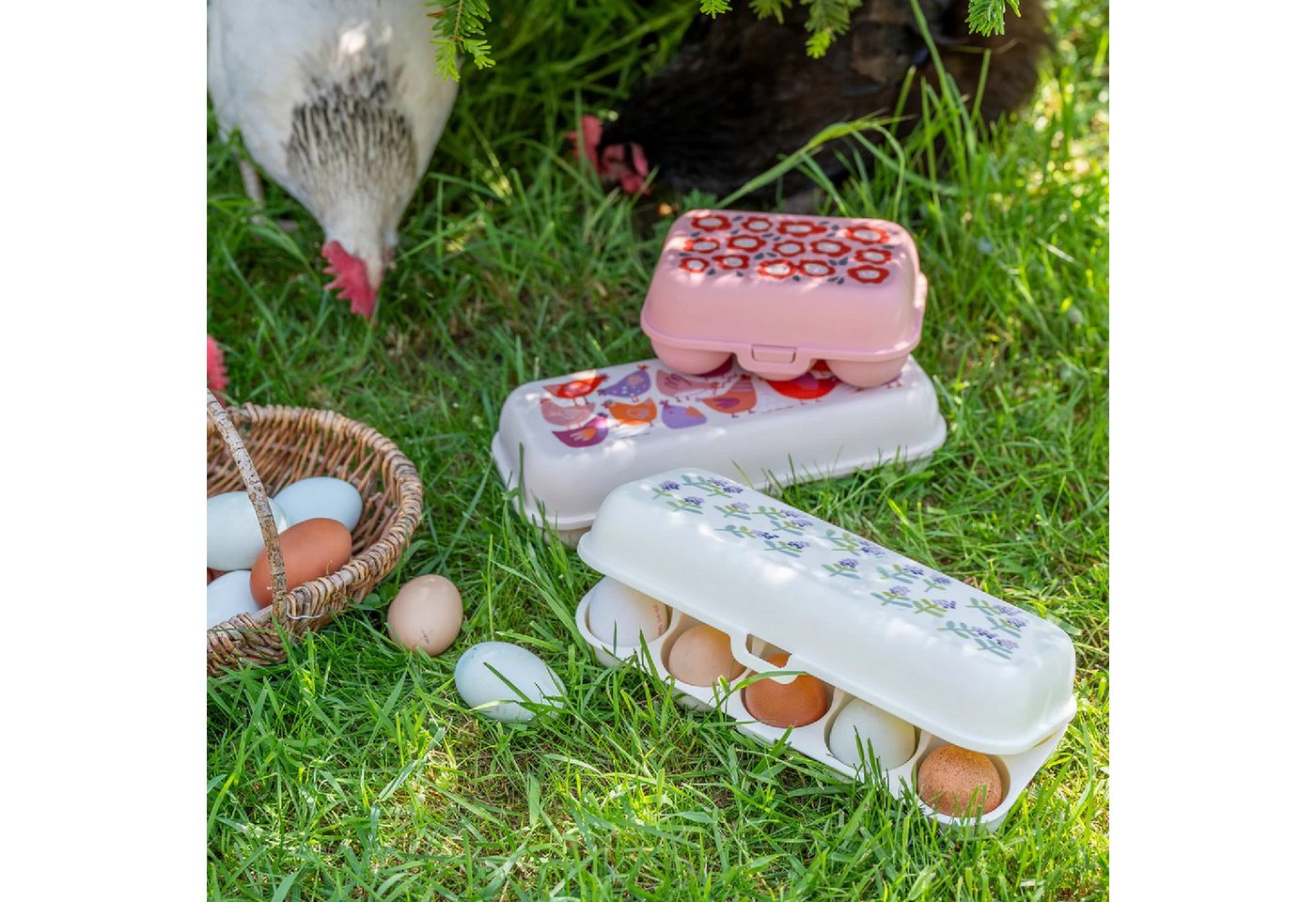 KOZIOL Eierkorb Eierbox Eggs To Go Bloomies camellia, Kunststoff – Bild 5 von 5
