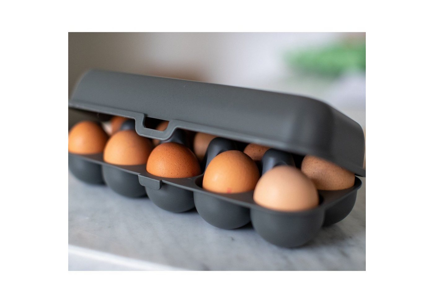 KOZIOL Eierkorb Eierbox Eggs To Go nature ash grey, Kunststoff – Bild 3 von 3