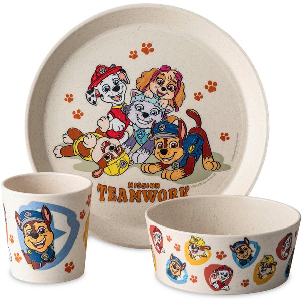 KOZIOL Kindergeschirr-Set Kleiner Teller + Schale + Becher CONNECT GROW PAW PATROL (3-tlg), 1 Personen, Kunststoff, in Deutschland produziert