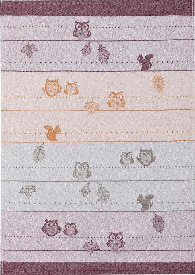 Kracht Geschirrtuch Eulen, (Set, 3-tlg., Set), 3er Pack Geschirrtücher (3 Stück), ca. 50 x 70 cm, Baumwolle Jacquard – Bild 3 von 5