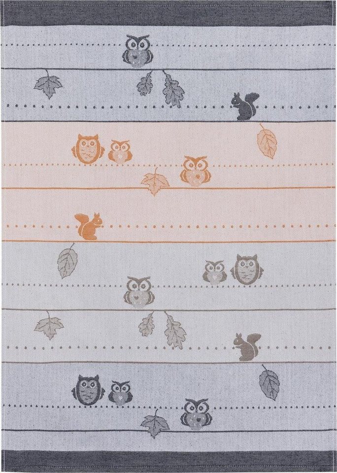 Kracht Geschirrtuch Eulen, (Set, 3-tlg., Set), 3er Pack Geschirrtücher (3 Stück), ca. 50 x 70 cm, Baumwolle Jacquard – Bild 4 von 5