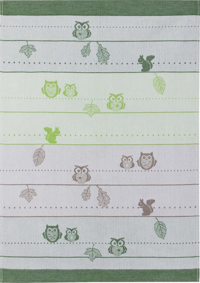 Kracht Geschirrtuch Eulen, (Set, 3-tlg., Set), 3er Pack Geschirrtücher (3 Stück), ca. 50 x 70 cm, Baumwolle Jacquard – Bild 5 von 5
