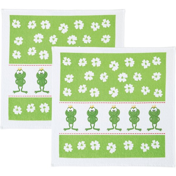 Kracht Geschirrtuch Frottier-Geschirrtuch 2er-Pack, Baumwolle Motiv