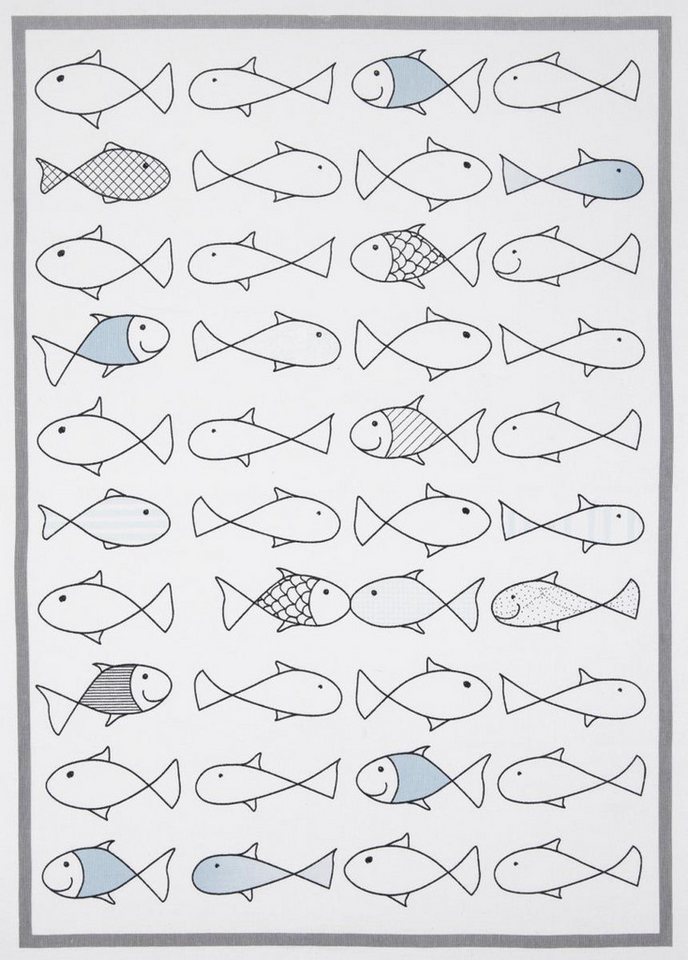 Kracht Geschirrtuch Kiss Fish, (Set, 3-tlg., 3-teilig), 3er Pack Geschirrtücher (3 Stück), ca. 50 x 70 cm, Halbleinen bedruckt – Bild 2 von 2