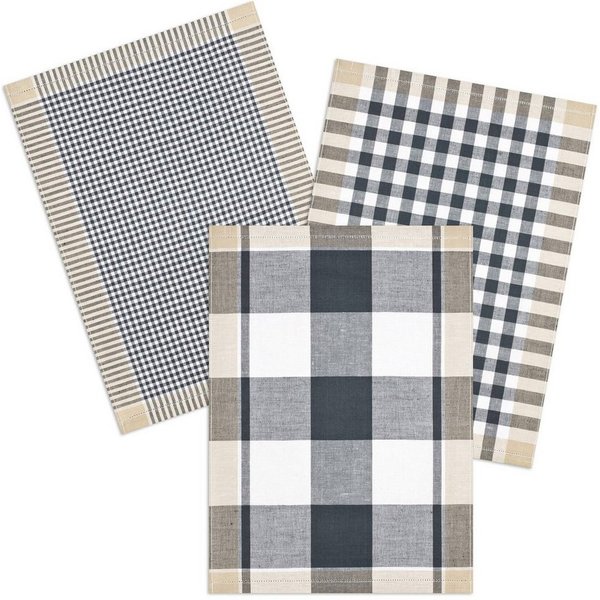 Kracht Geschirrtuch Landhaus, (Set, 3-tlg., Set), 3er Pack Geschirrtücher (3 Stück), ca. 50 x 70 cm, Halbleinen