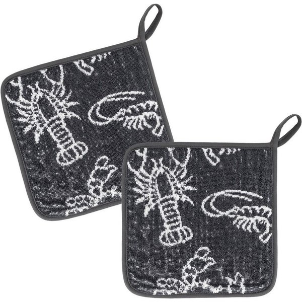 Kracht Topflappen Seafood, (Set, 2-tlg., Set), 2er Set Topflappen, Baumwoll Frottier, ca. 22x22 cm
