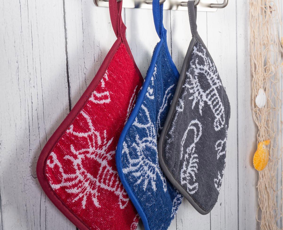 Kracht Topflappen Seafood, (Set, 2-tlg., Set), 2er Set Topflappen, Baumwoll Frottier, ca. 22x22 cm – Bild 3 von 4