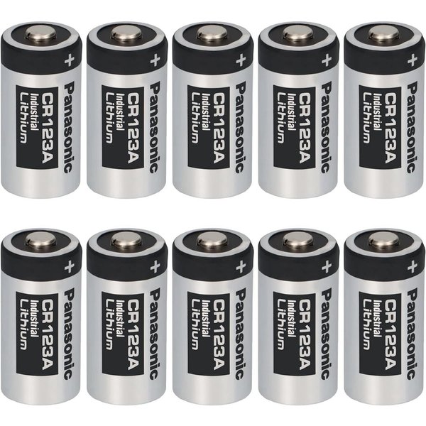 kraftmax 10er Pack Panasonic CR123 / CR123A 3V Industrial Lithium Batterie Batterie, (1 St)