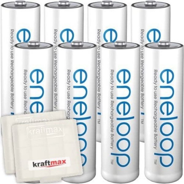 kraftmax 8er Pack Panasonic Eneloop AA / Mignon Akkus Akku-Set