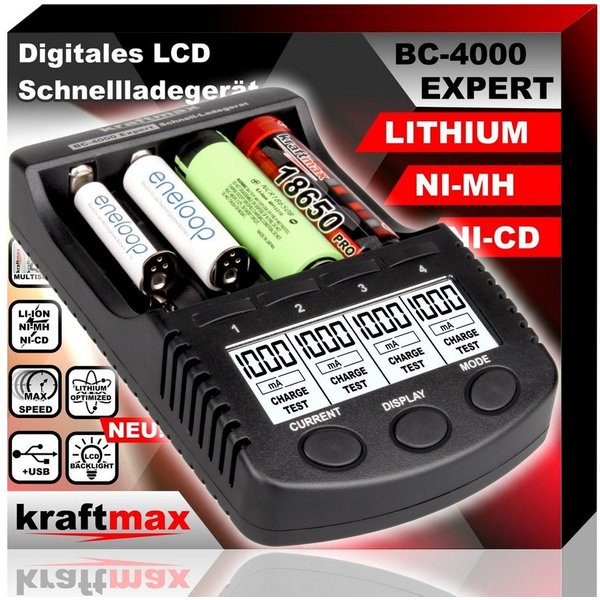 kraftmax Batterietester BC-4000 EXPERT - Universal Akku Ladegerät, (1 St)