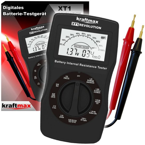 kraftmax Batterietester Profi Batterietester XT1 Revolution V2 Akku Batterie Tester, (1 St)