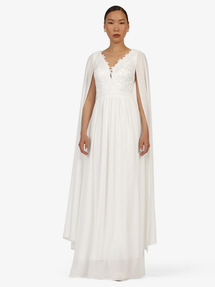 Kraimod Abendkleid mit Spitze und Chiffon-Cape – Bild 2 von 5