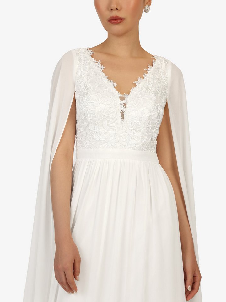 Kraimod Abendkleid mit Spitze und Chiffon-Cape – Bild 4 von 5