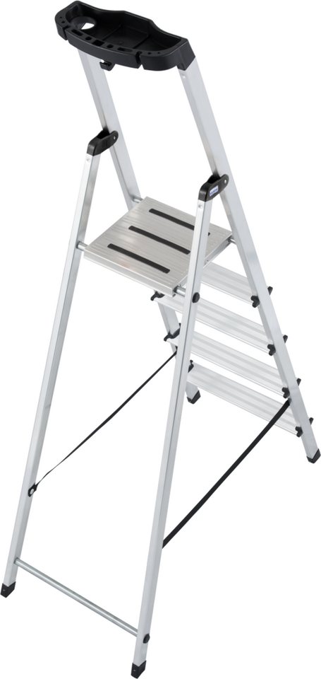 KRAUSE Stehleiter Safety, Aluminium, 1x5 Stufen, Arbeitshöhe ca. 305 cm – Bild 3 von 5