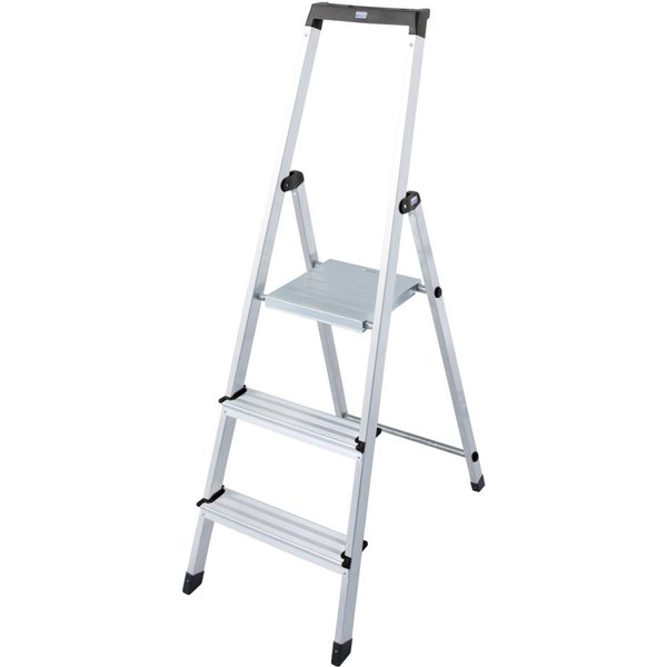 KRAUSE Stehleiter Solidy, Aluminium, 1x3 Stufen, Arbeitshöhe ca. 262 cm