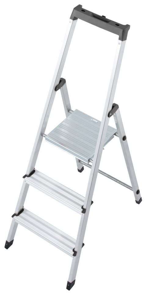 KRAUSE Stehleiter Solidy, Aluminium, 1x3 Stufen, Arbeitshöhe ca. 262 cm – Bild 2 von 5