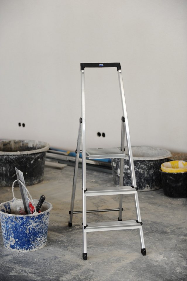 KRAUSE Stehleiter Solidy, Aluminium, 1x3 Stufen, Arbeitshöhe ca. 262 cm – Bild 5 von 5