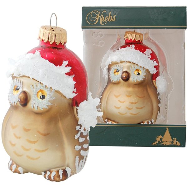 Krebs Glas Lauscha Christbaumschmuck CBK82039, Weihnachtsdeko, Christbaumschmuck (1-tlg), Eule