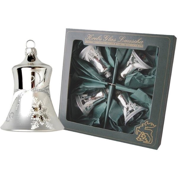 Krebs Glas Lauscha Christbaumschmuck Glocken, Weihnachtsdeko, Christbaumschmuck (4-tlg), mundgeblasen