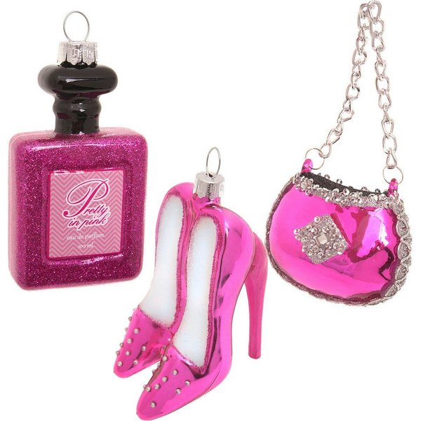 Krebs Glas Lauscha Christbaumschmuck Set Pretty in Pink, 6-9cm (3-tlg), Christbaumschmuck aus Glas, mundgeblasen, handgefertigt, Figuren