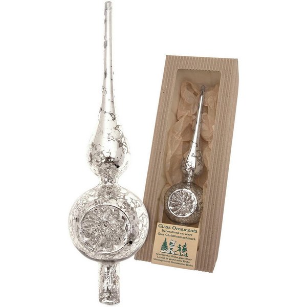 Krebs Glas Lauscha Christbaumspitze Antike Mercury Glas Reflexspitze (1-tlg), Christbaumspitze aus Glas, mundgeblasen, handgefertigt