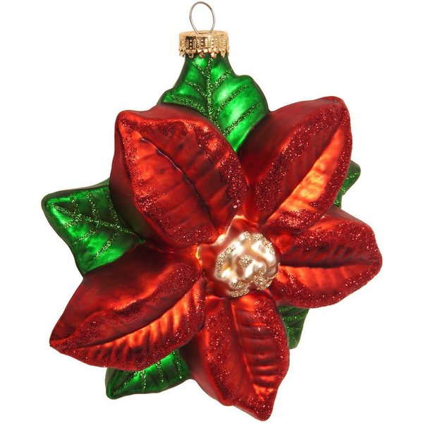Krebs Glas Lauscha Weihnachtsbaumkugel Baumschmuck Weihnachtsstern rot 12cm, Dekoriert mit Liebe zum Detail