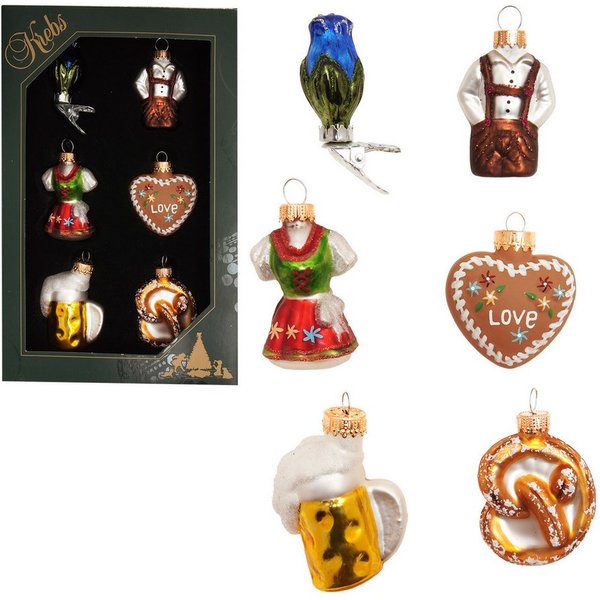 Krebs Glas Lauscha Weihnachtsbaumkugel Baumschmuck Miniset Oktoberfest mehrfarbig 5cm, Dekoriert mit Liebe zum Detail