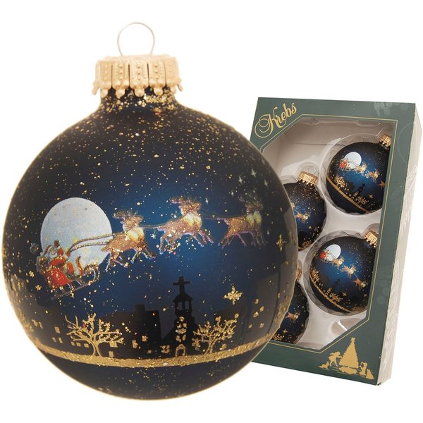 Krebs Glas Lauscha Weihnachtsbaumkugel Midnight before Christmas (4 St), Weihnachtsdeko, Christbaumschmuck, Christbaumkugeln aus Glas