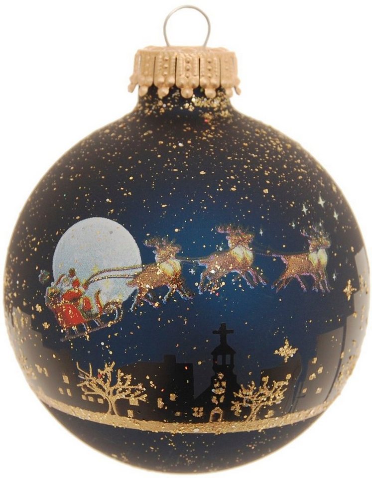 Krebs Glas Lauscha Weihnachtsbaumkugel Midnight before Christmas (4 St), Weihnachtsdeko, Christbaumschmuck, Christbaumkugeln aus Glas – Bild 2 von 4