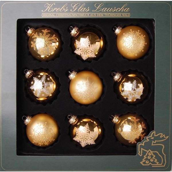 Krebs Glas Lauscha Weihnachtsbaumkugel Weihnachtsdeko, Christbaumschmuck, Christbaumkugeln Glas (9 St), mundgeblasen, mit Dekor