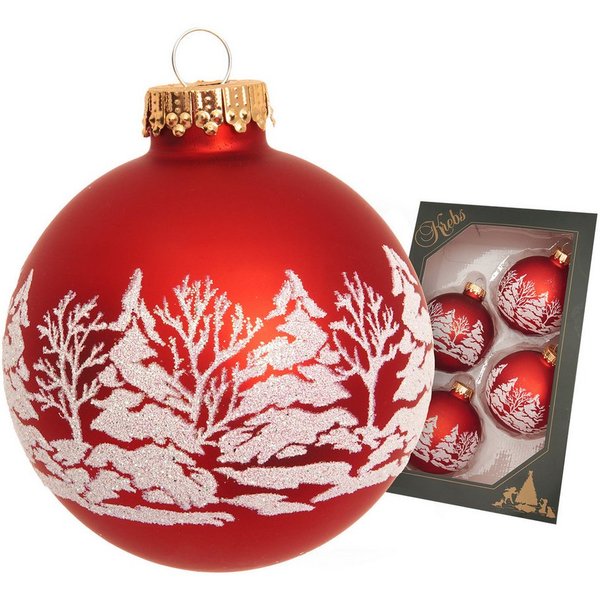 Krebs Glas Lauscha Weihnachtsbaumkugel Weihnachtskugel Winterwald rot 7cm, Dekoriert mit Liebe zum Detail