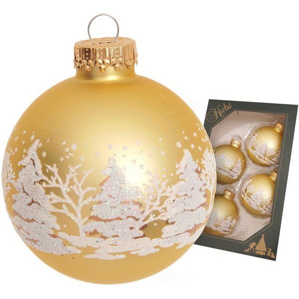 Krebs Glas Lauscha Weihnachtsbaumkugel Weihnachtskugel Winterwald gold 7cm, Dekoriert mit Liebe zum Detail