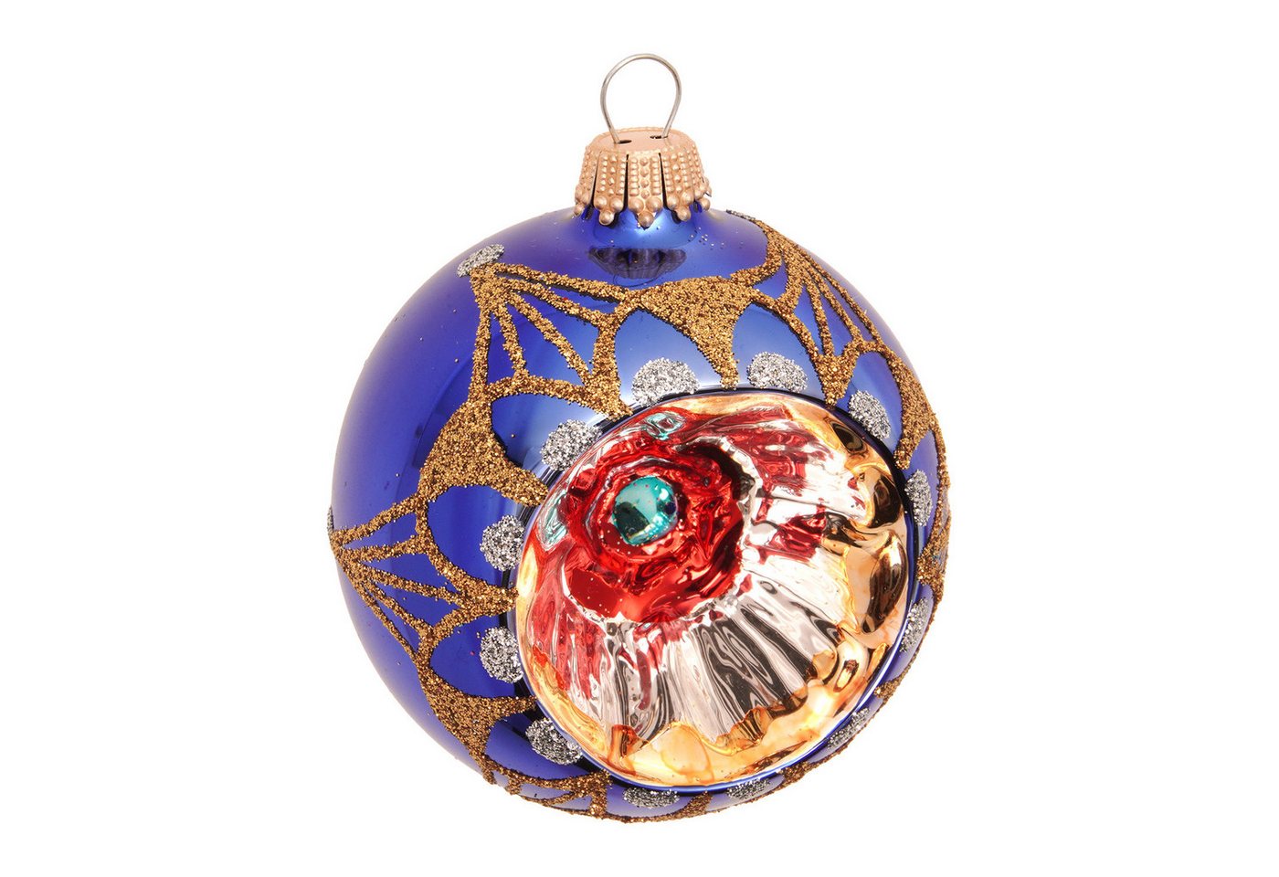 Krebs Glas Lauscha Weihnachtsbaumkugel Weihnachtskugeln Reflex Blau 7cm (4 St), Glas – Bild 2 von 2
