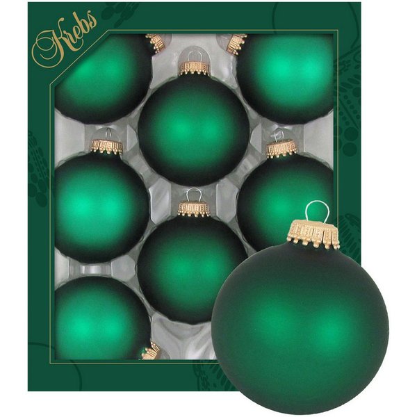 Krebs Glas Lauscha Weihnachtsbaumkugel Weihnachtskugeln Uni-Design Matt Tanne Grün 7cm (8 St), Glas