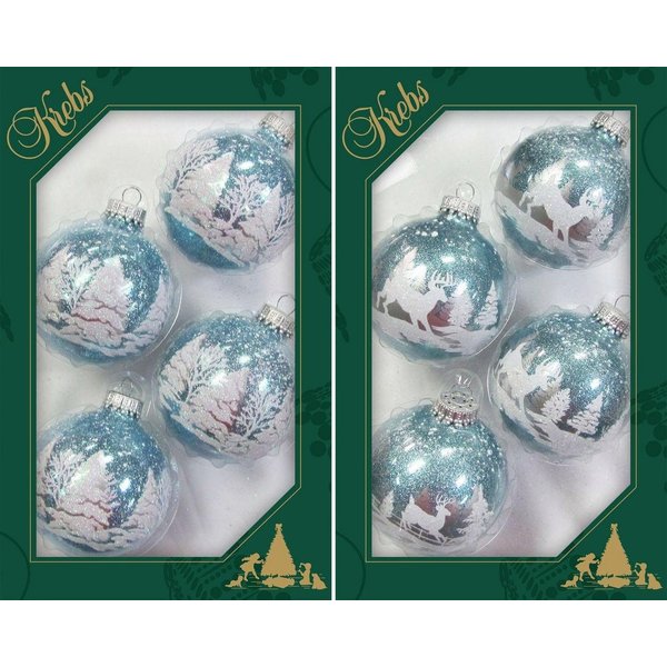 Krebs Glas Lauscha Weihnachtsbaumkugel Winterwald, Weihnachtsdeko, Christbaumschmuck, Christbaumkugeln Glas (8 St)
