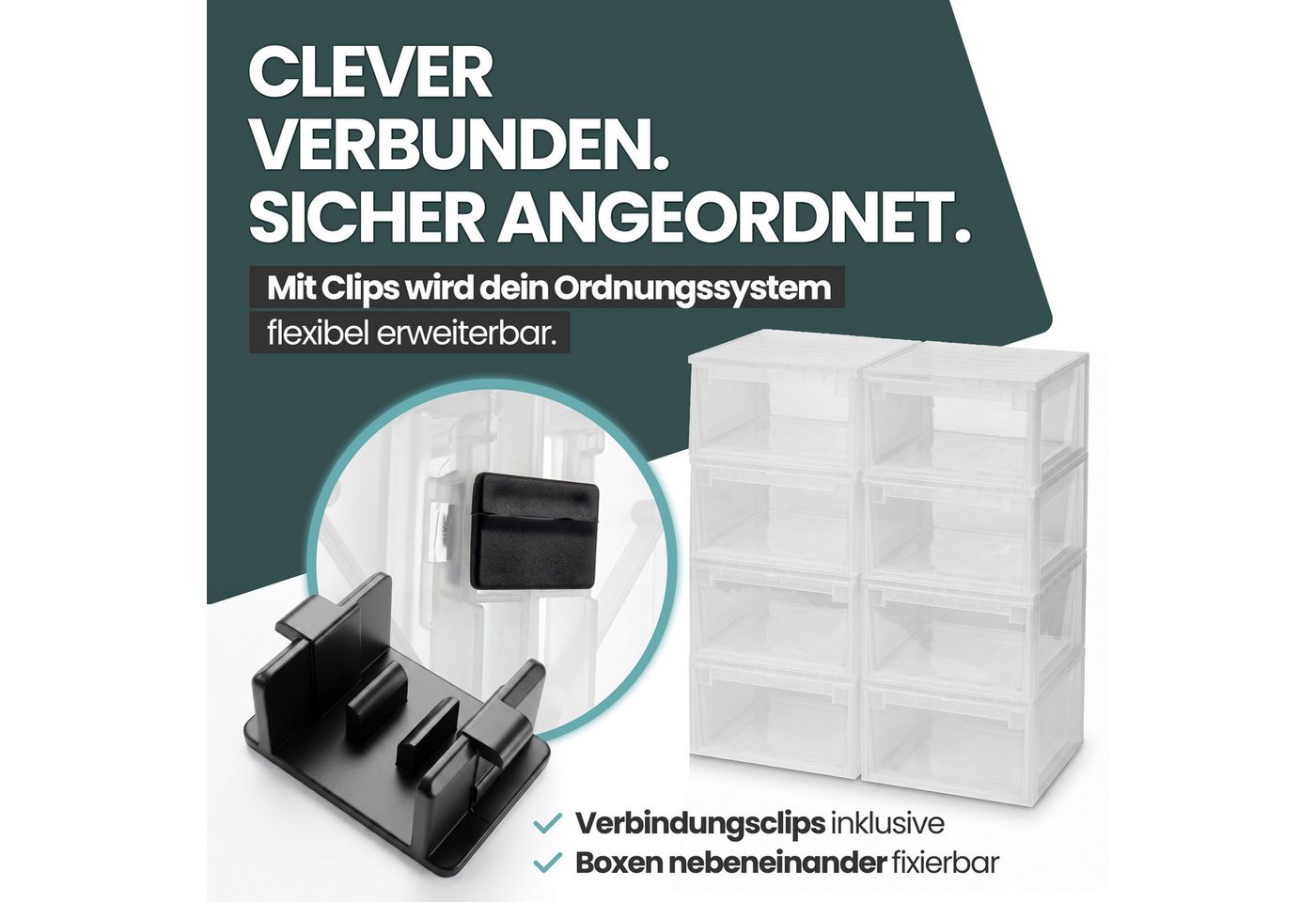 KreLeo Schubladenbox Set: 2 x Größe L, in Transparent, 23 Liter Volumen – Bild 5 von 5