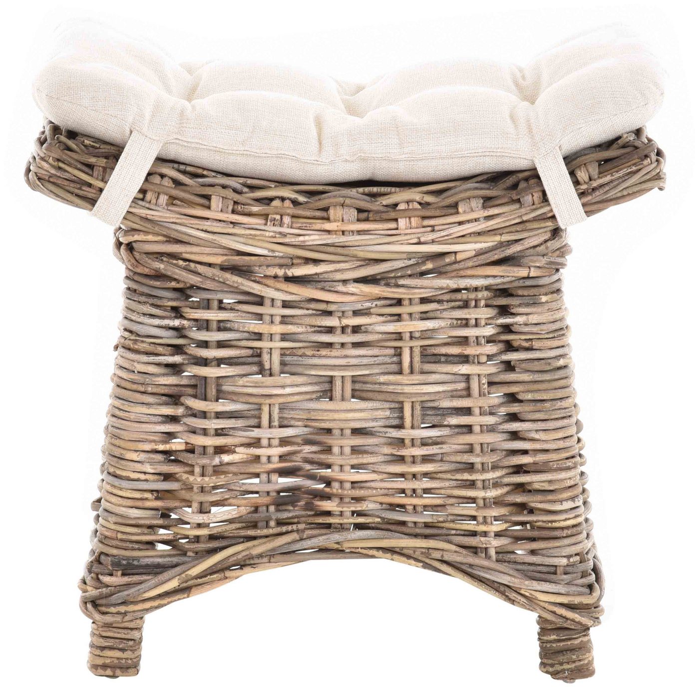 Krines Home Sitzhocker Fußhocker Stabiler Sitz-Hocker/Schemel aus echtem Rattan mit Kissen – Bild 2 von 4