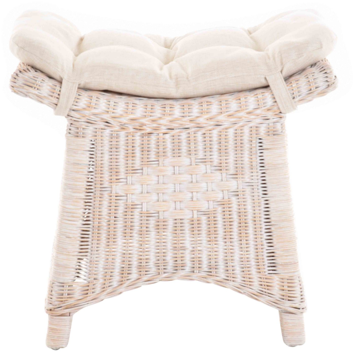 Krines Home Sitzhocker Fußhocker Stabiler Sitz-Hocker/Schemel aus echtem Rattan mit Kissen – Bild 2 von 4