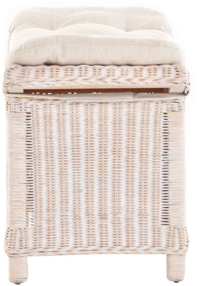 Krines Home Sitzhocker Fußhocker Stabiler Sitz-Hocker/Schemel aus echtem Rattan mit Kissen – Bild 3 von 4