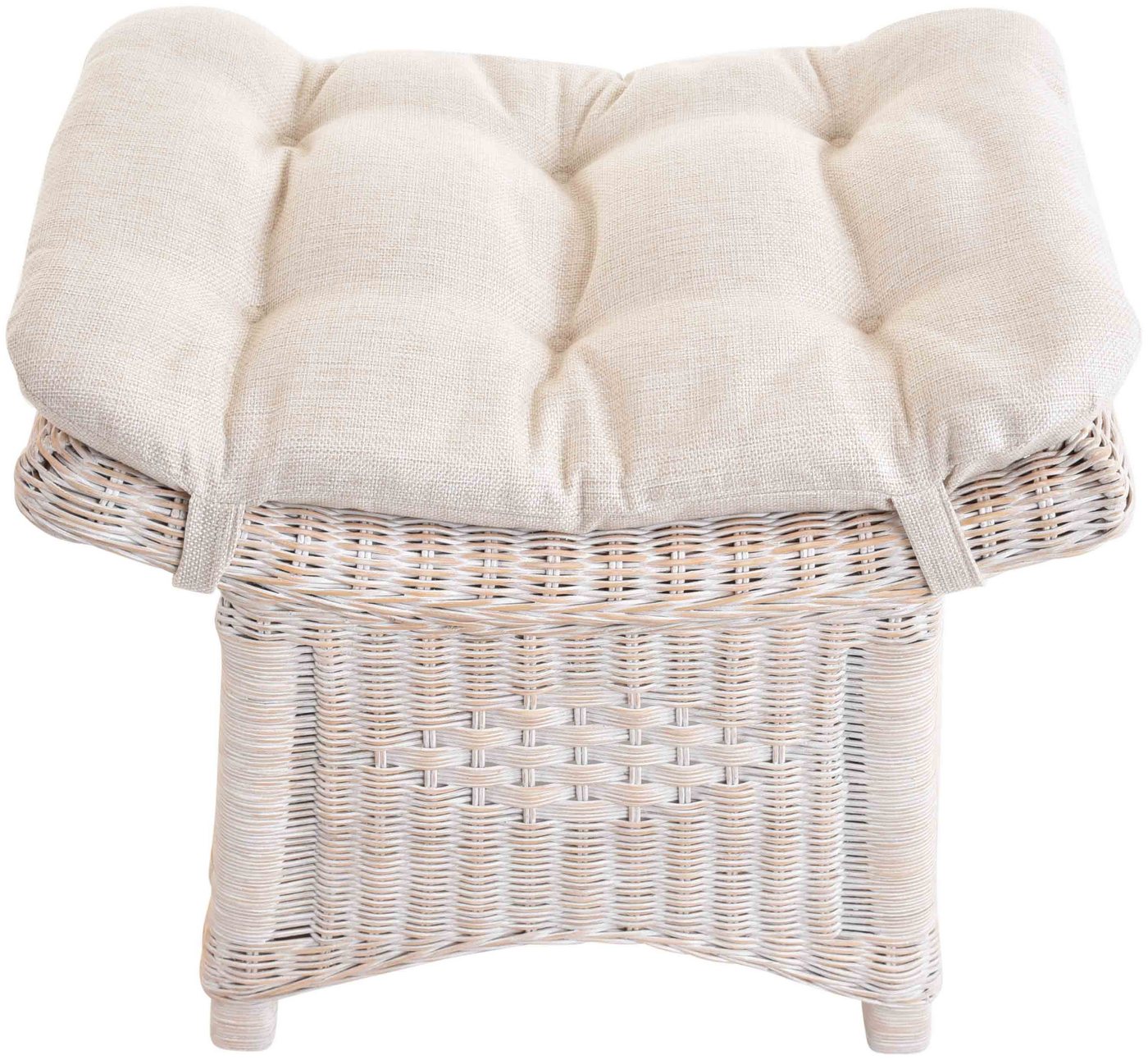 Krines Home Sitzhocker Fußhocker Stabiler Sitz-Hocker/Schemel aus echtem Rattan mit Kissen – Bild 4 von 4