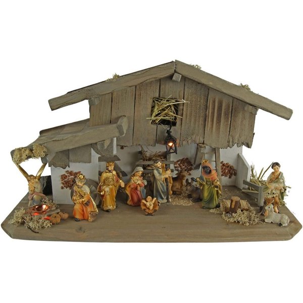 Krippenursel Krippe Weihnachtskrippe Eismannsberg inkl. 12-tlg. Figurensatz K 181 (12-tlg), Handarbeit aus Holz,Moos,Heu,Krippenputz
