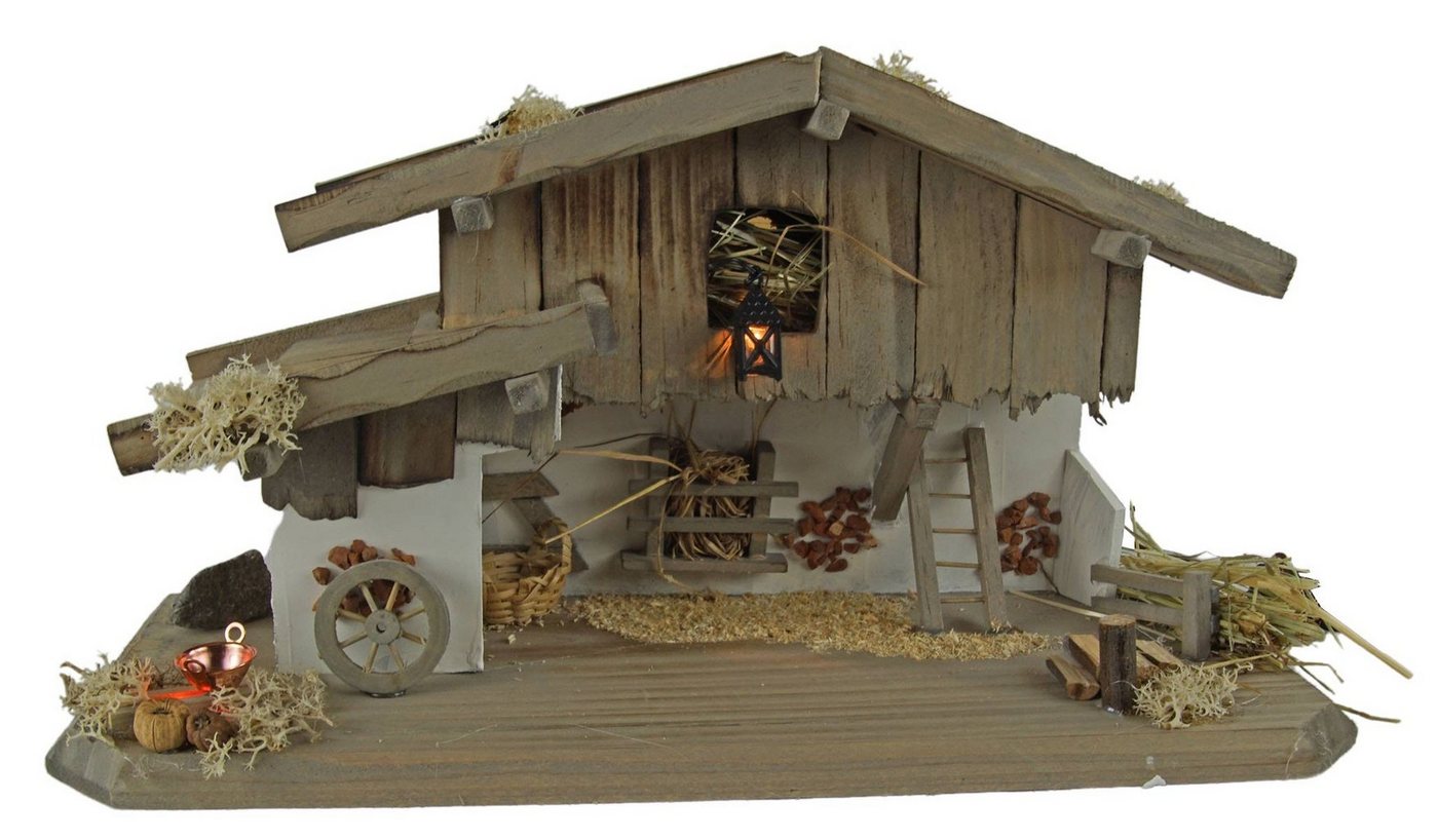 Krippenursel Krippe Weihnachtskrippe Eismannsberg inkl. 12-tlg. Figurensatz K 181 (12-tlg), Handarbeit aus Holz,Moos,Heu,Krippenputz – Bild 3 von 5