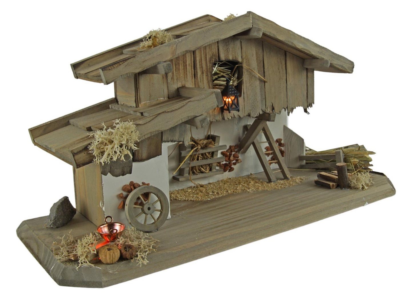 Krippenursel Krippe Weihnachtskrippe Eismannsberg inkl. 12-tlg. Figurensatz K 181 (12-tlg), Handarbeit aus Holz,Moos,Heu,Krippenputz – Bild 5 von 5