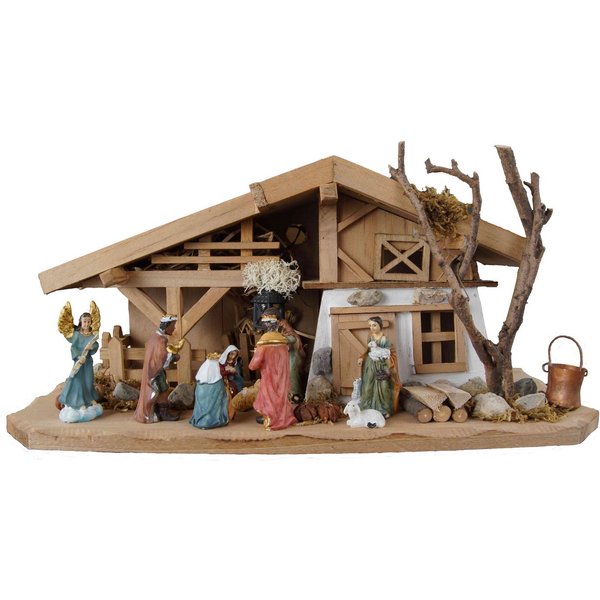 Krippenursel Krippe Weihnachtskrippe Gersdorf inkl. 11-tlg. Figurensatz K 111 (11-tlg), Handbemalte Figuren