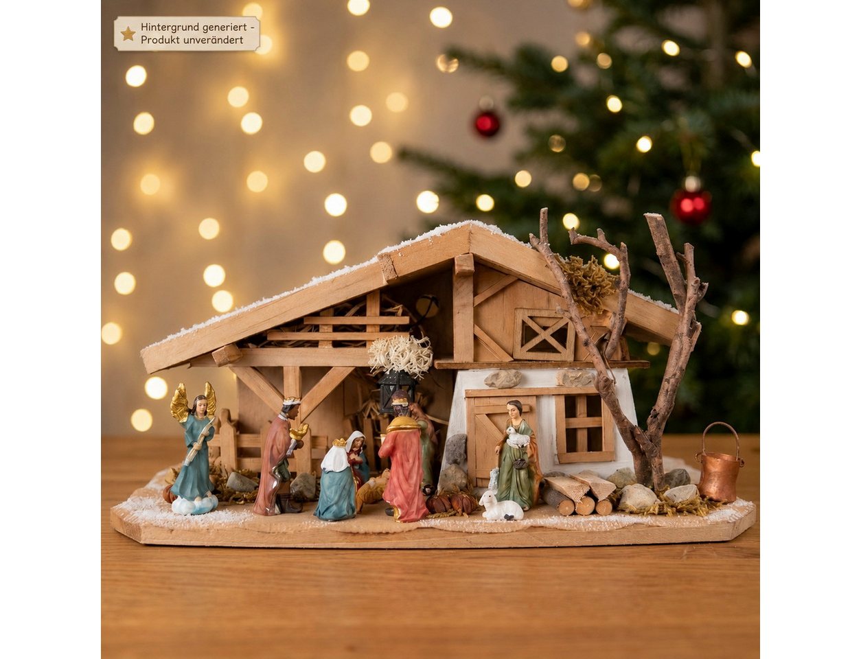 Krippenursel Krippe Weihnachtskrippe Gersdorf inkl. 11-tlg. Figurensatz K 111 (11-tlg), Handbemalte Figuren – Bild 2 von 5